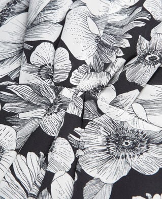 The Kooples WOMEN BLACK WHITE long floral silk dress