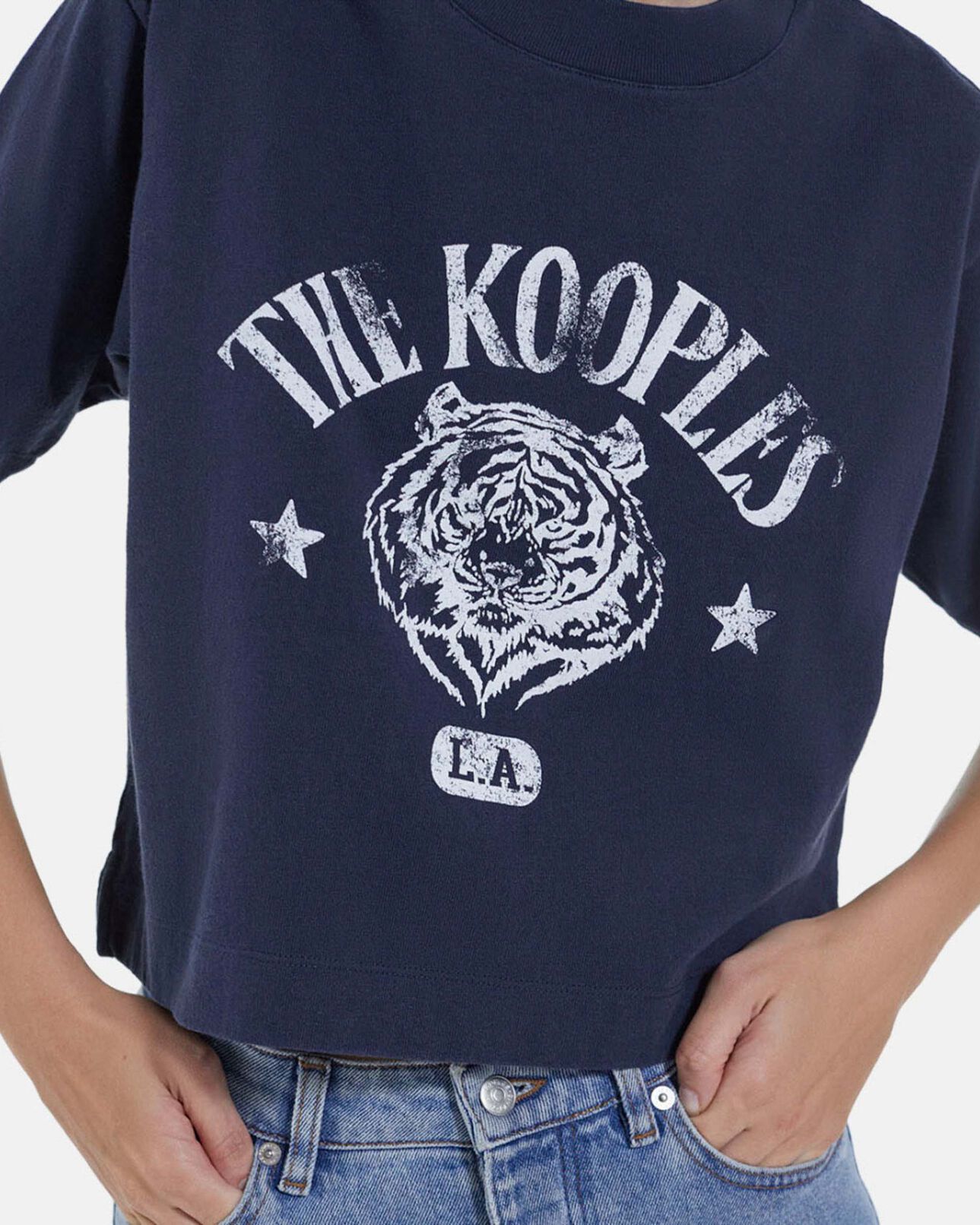 The Kooples WOMEN NAVY cropped t-shirt
