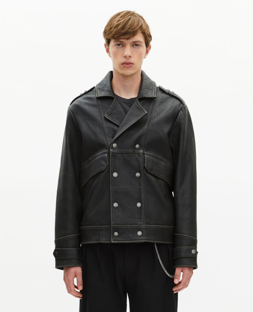 The Kooples MEN BLACK black leather jacket