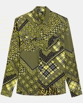 The Kooples HOMME BLACK / YELLOW chemise col classique imprim&eacute;e