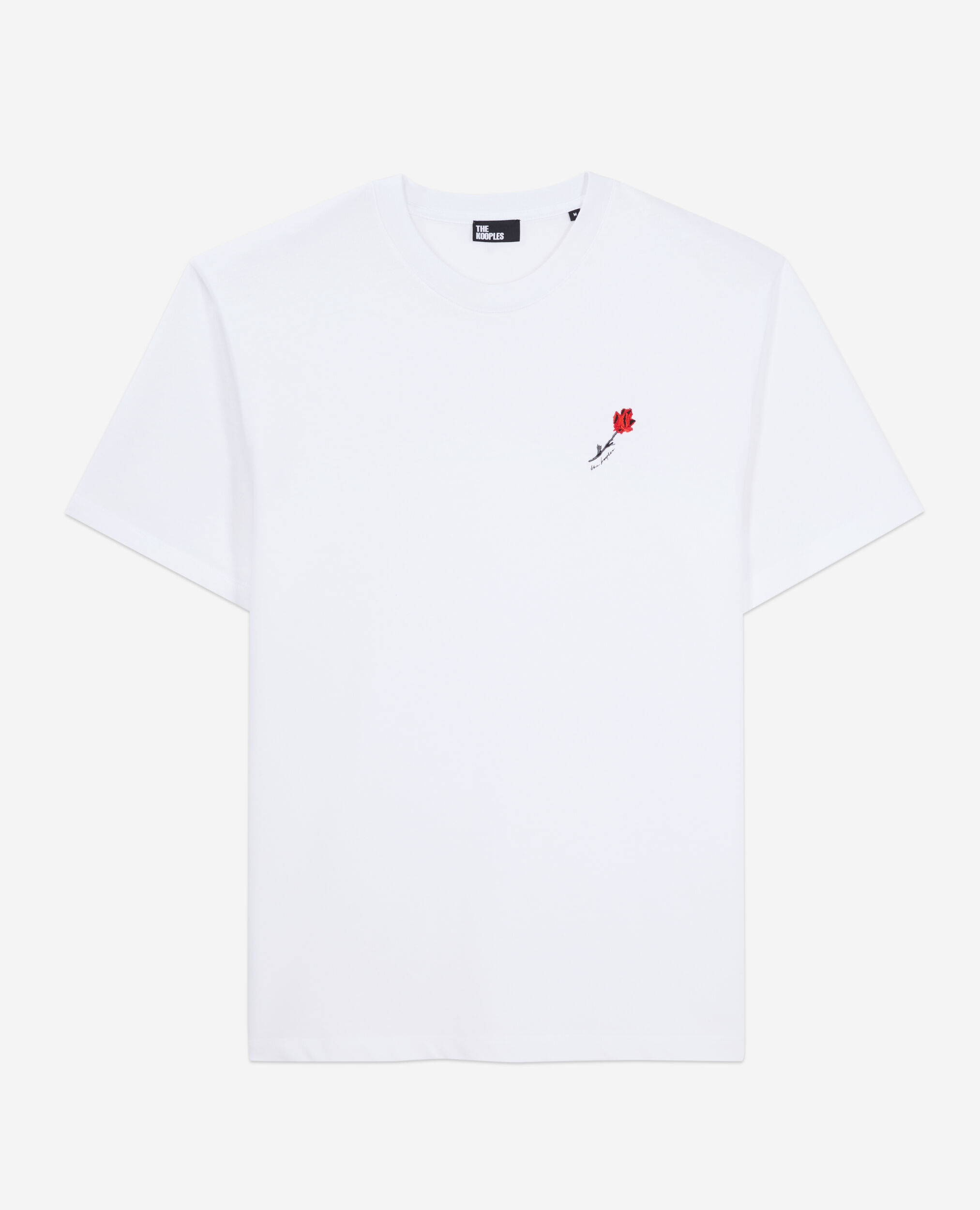 T-shirt Homme blanc avec broderie fleur, WHITE, hi-res image number null