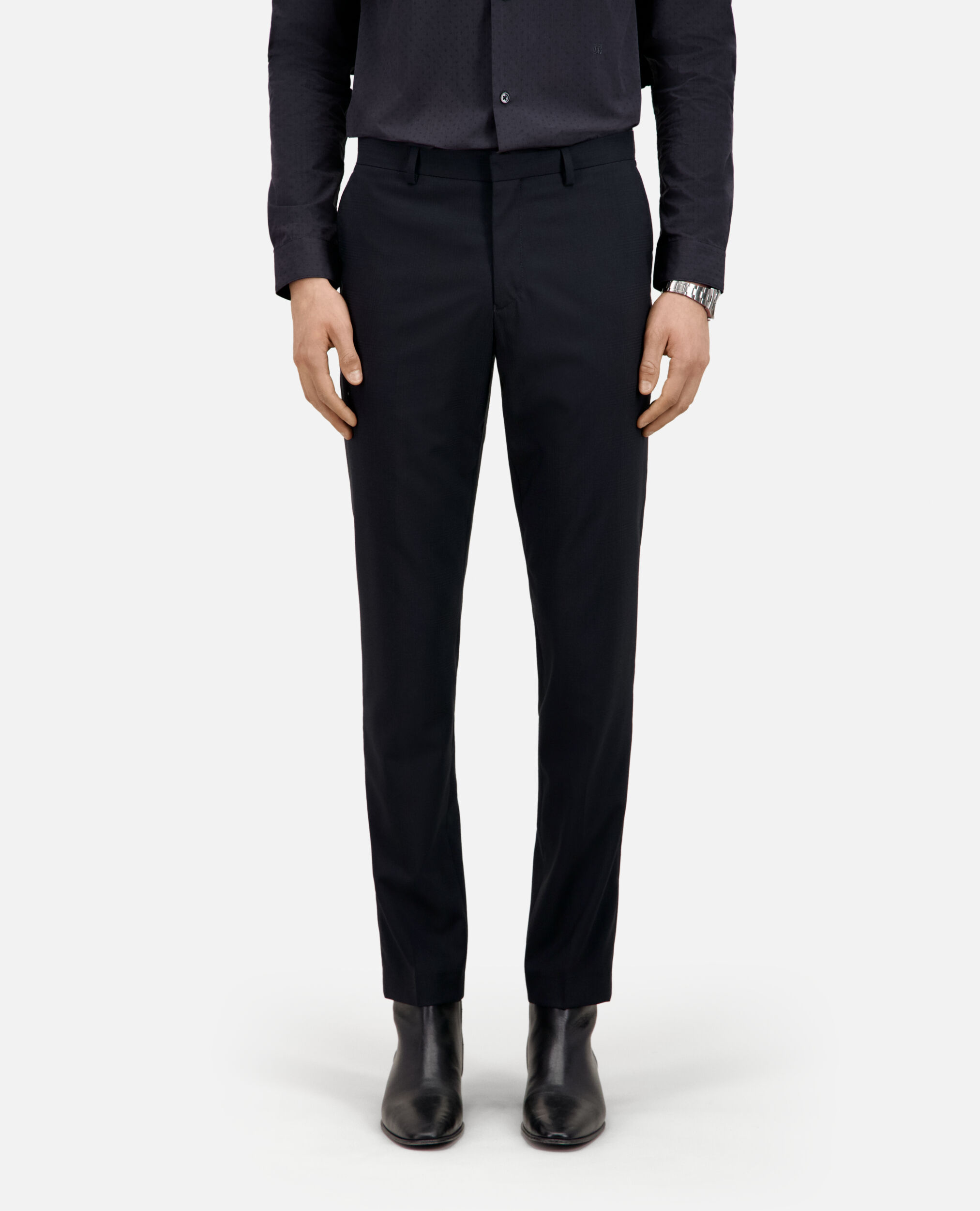 Pantalon de costume Prince de Galles en laine bleu marine, DARK NAVY, hi-res image number null