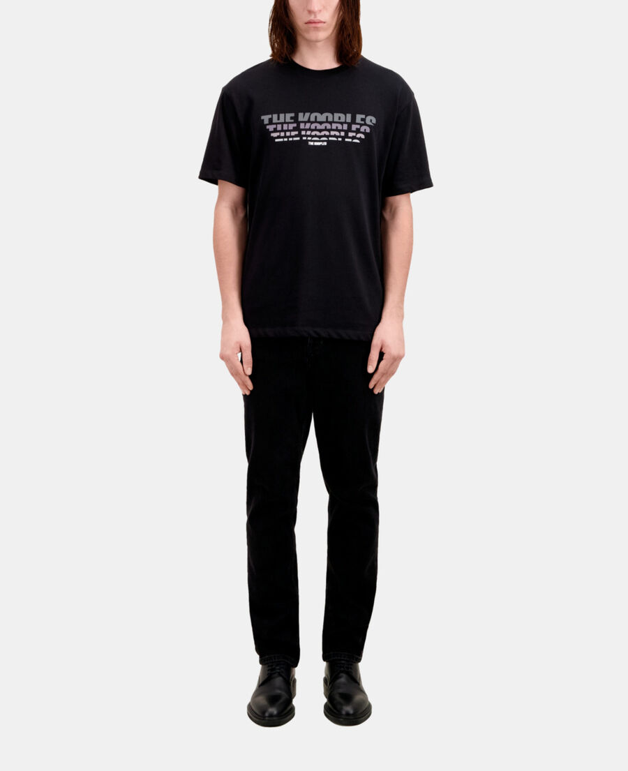 men's black t-shirt with color gradient logo serigraphy