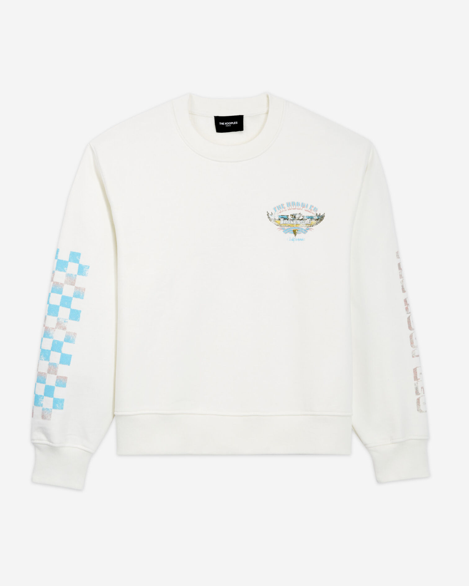 Ecru Screen printed check motif sweatshirt, ECRU, hi-res image number null