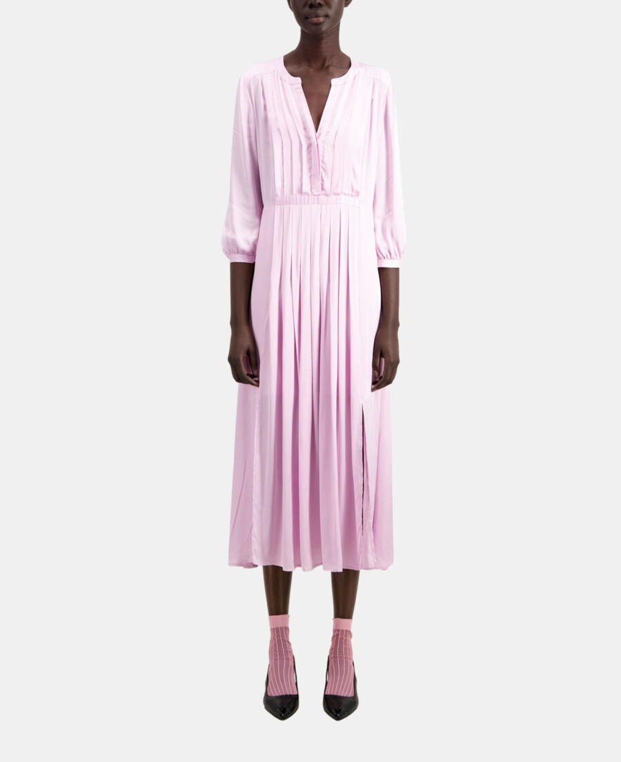 robe longue rose avec plissage
