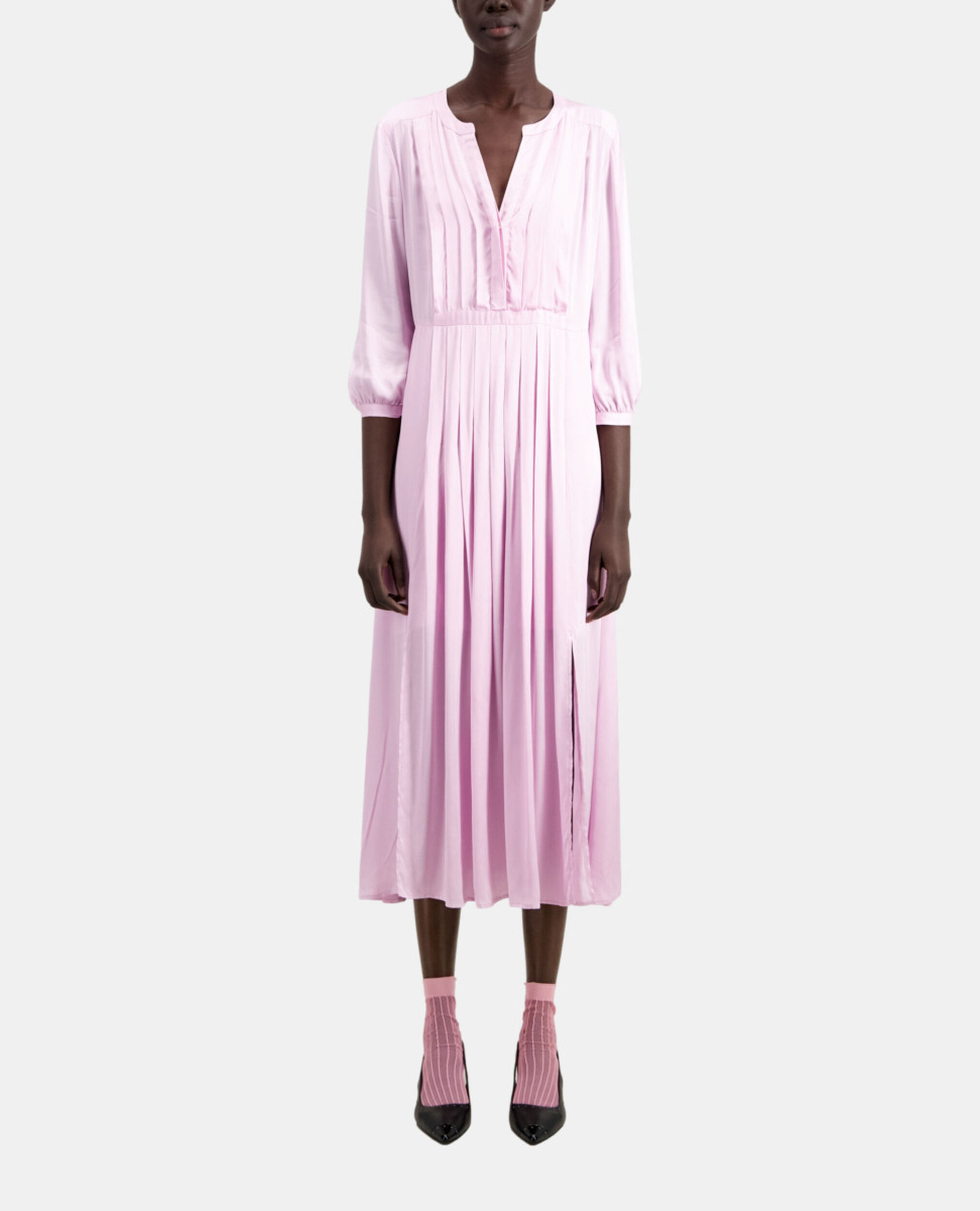 Robe longue rose avec plissage, PALE PINK, hi-res image number null