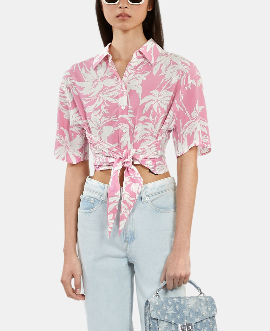 The Kooples WOMEN PINK-WHITE short-sleeved printed shirt
