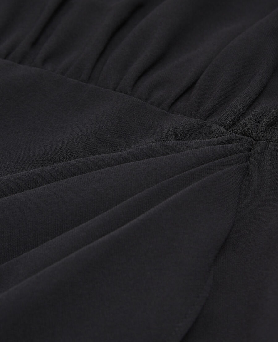 robe courte noire en crepe portefeuille