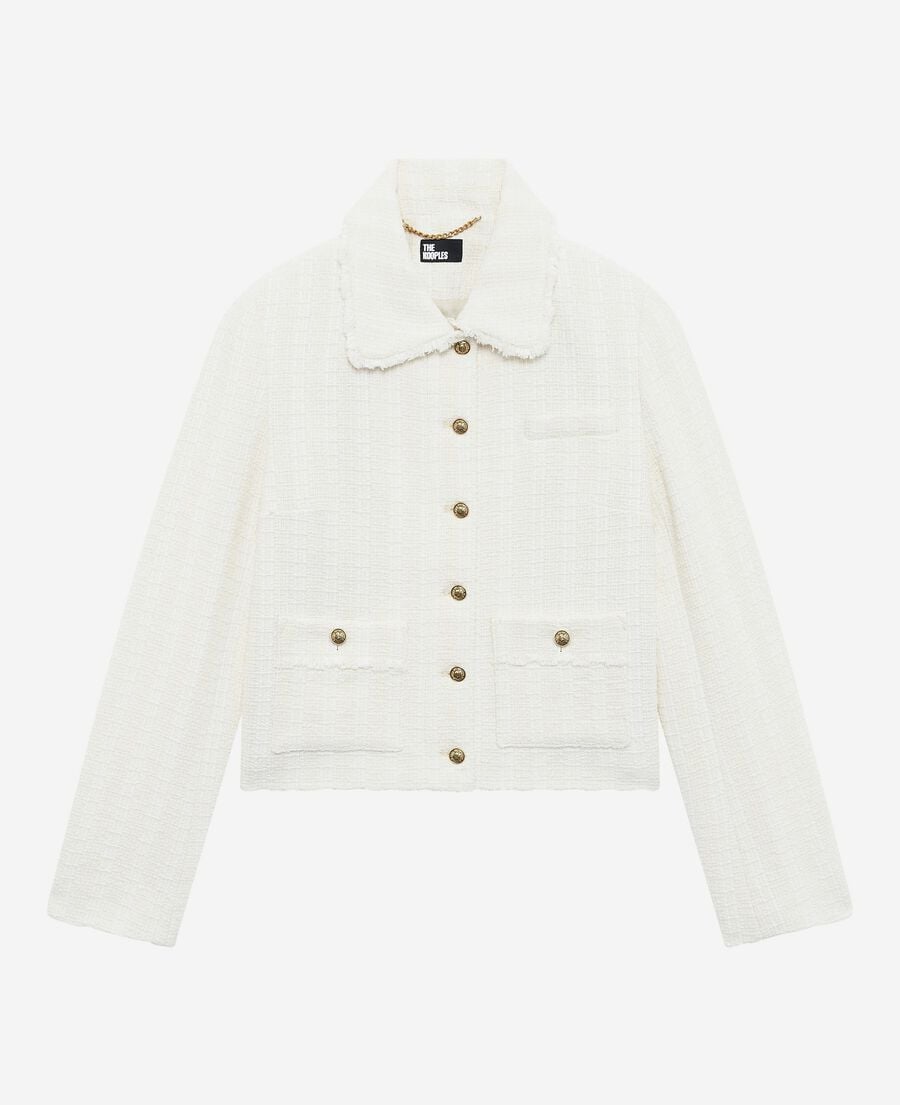The Kooples DAMEN ECRU jacke aus ungebleichtem tweed