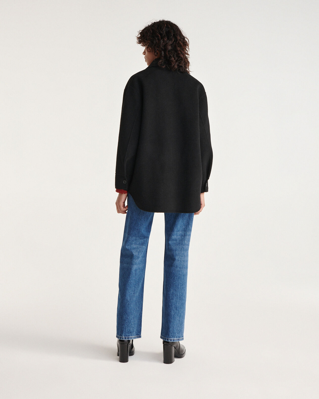The Kooples WOMEN BLACK overshirt-style black wool jacket