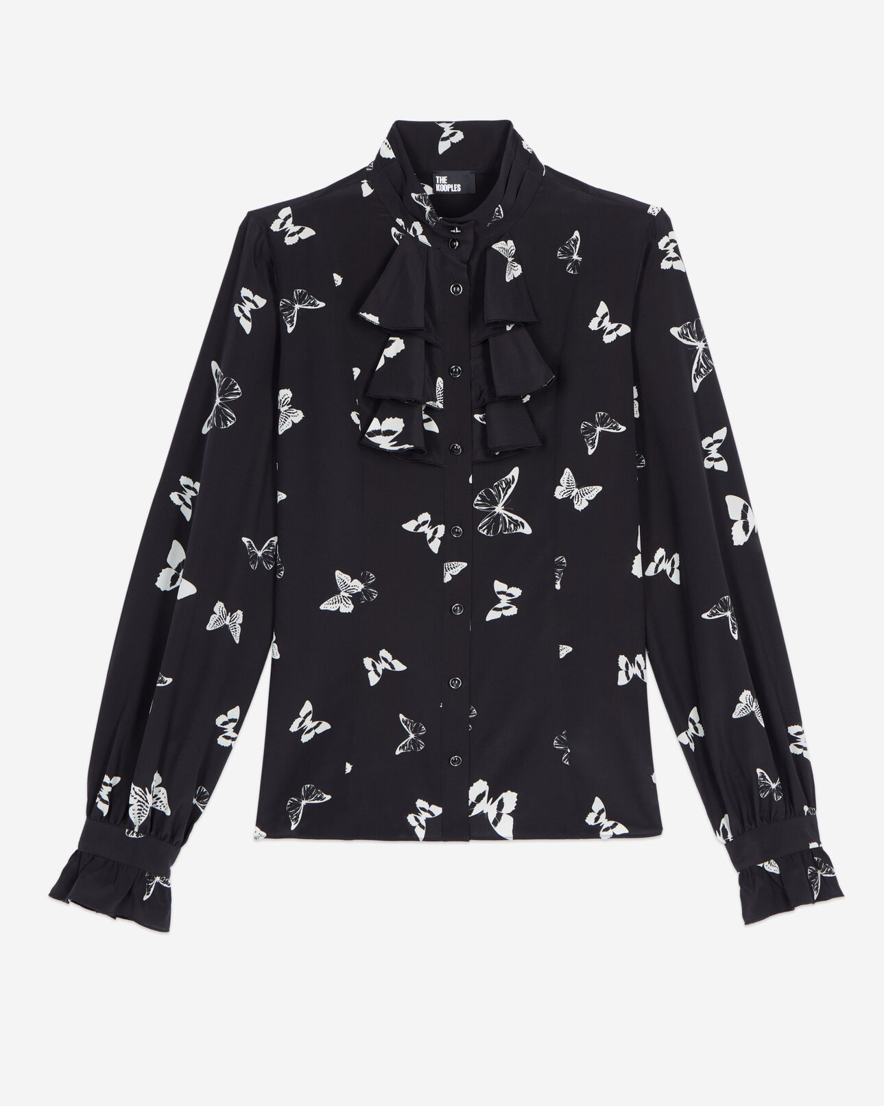 The Kooples F BLACK WHITE butterfly print silk shirt