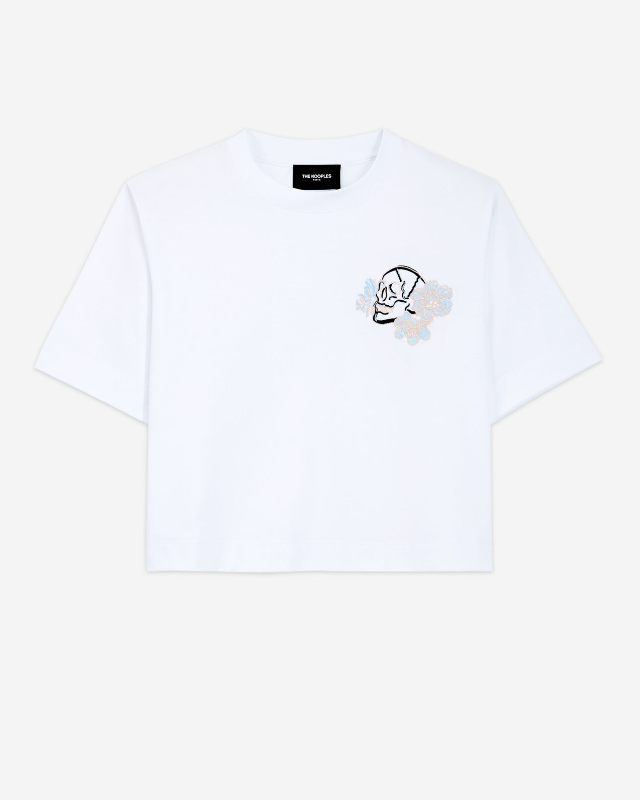 The Kooples FEMME WHITE t-shirt blanc brodé coton à col rond