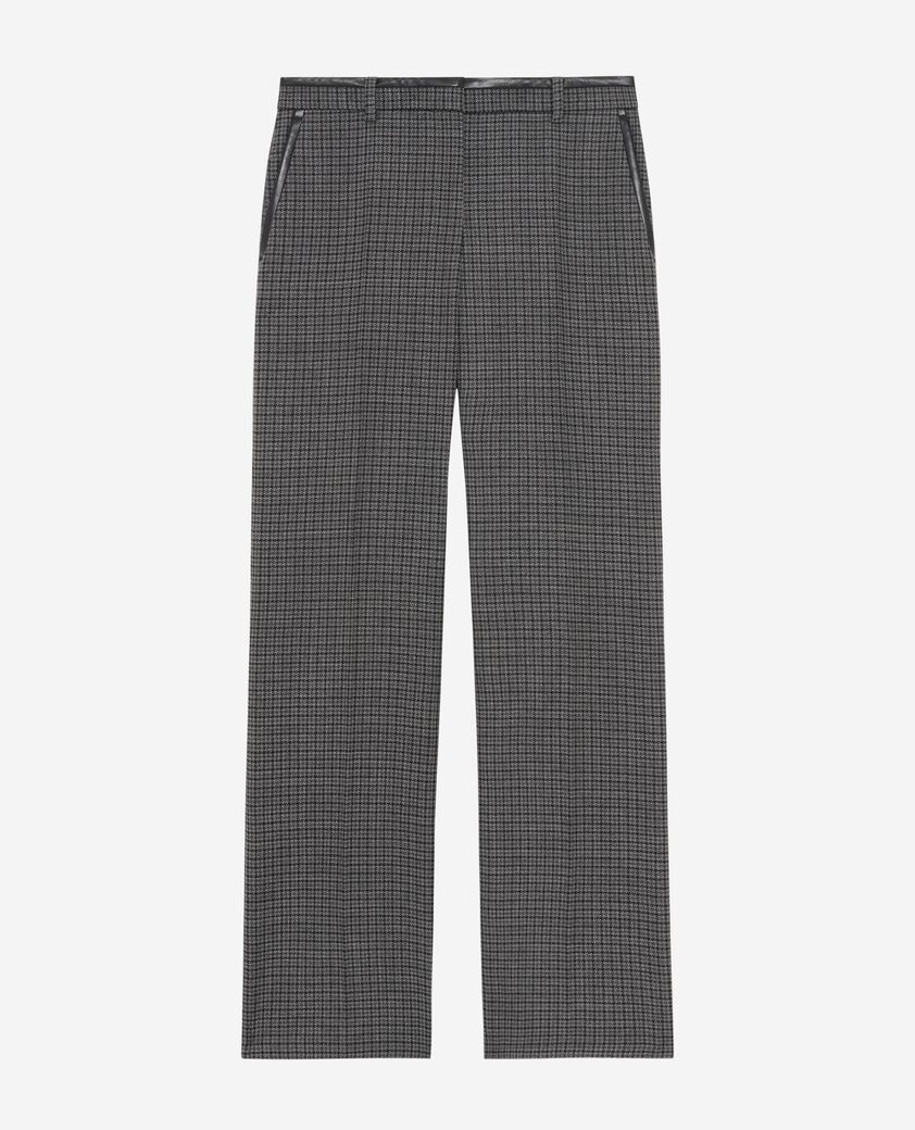 The Kooples FEMME BLACK pantalon tailleur droit en pied de puce noir et gris