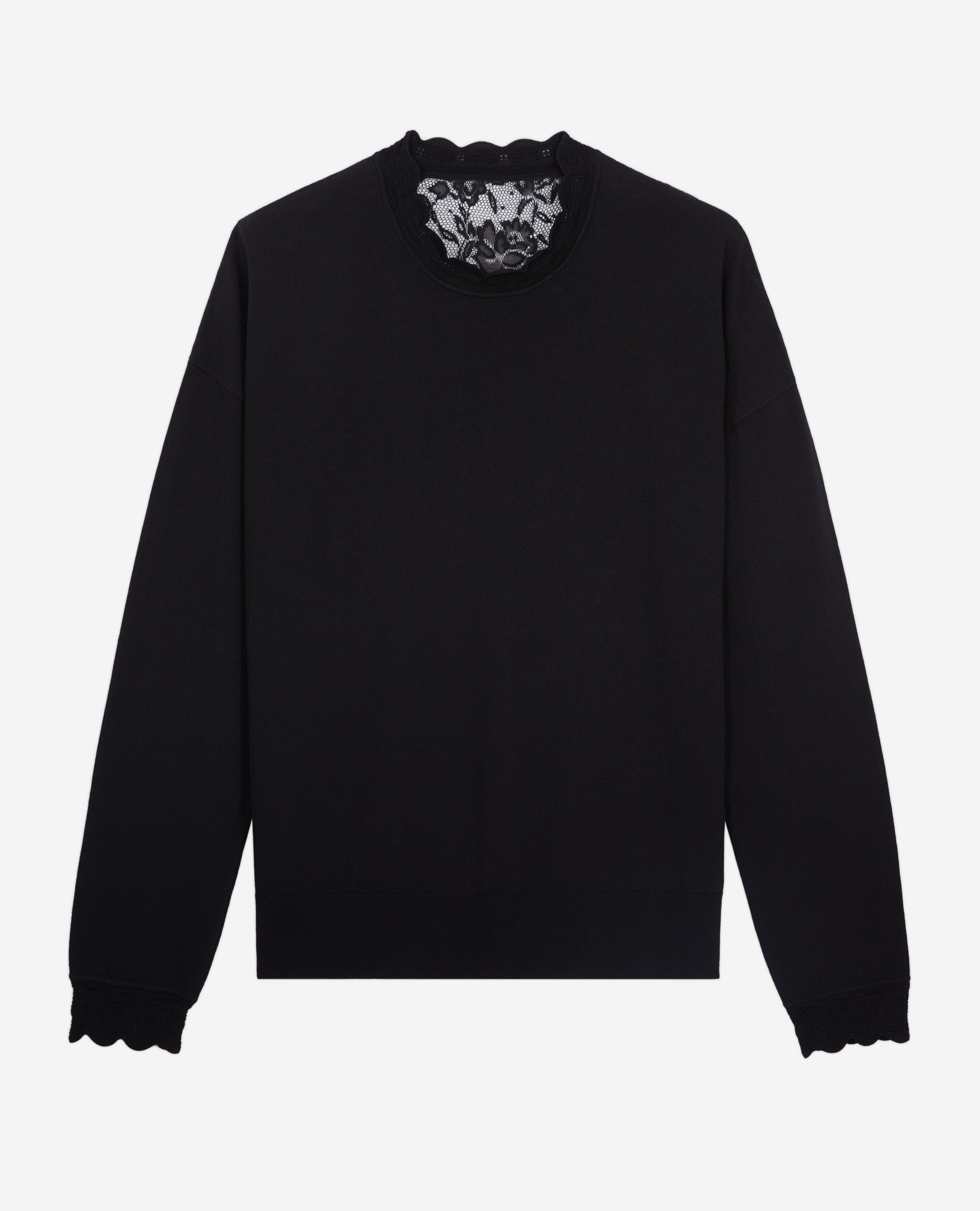 Pull noir store avec dentelle