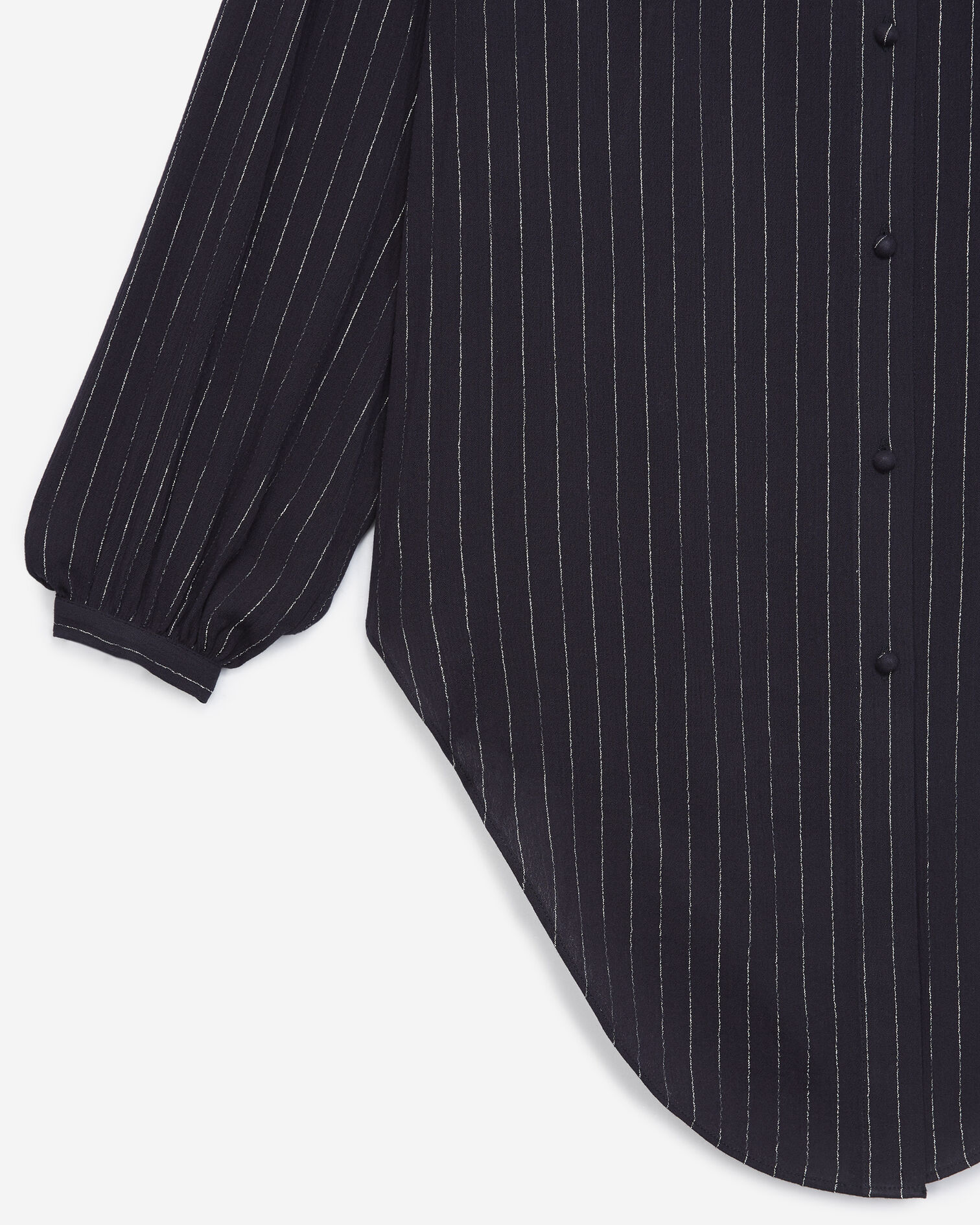 Flowing navy blue top with silver stripes, NAVY / SILVER, hi-res image number null