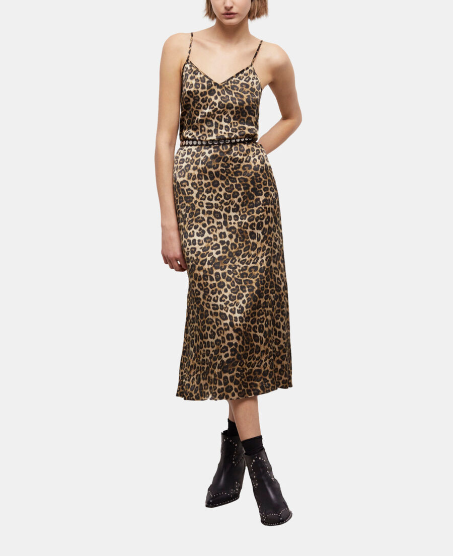robe longue en soie léopard