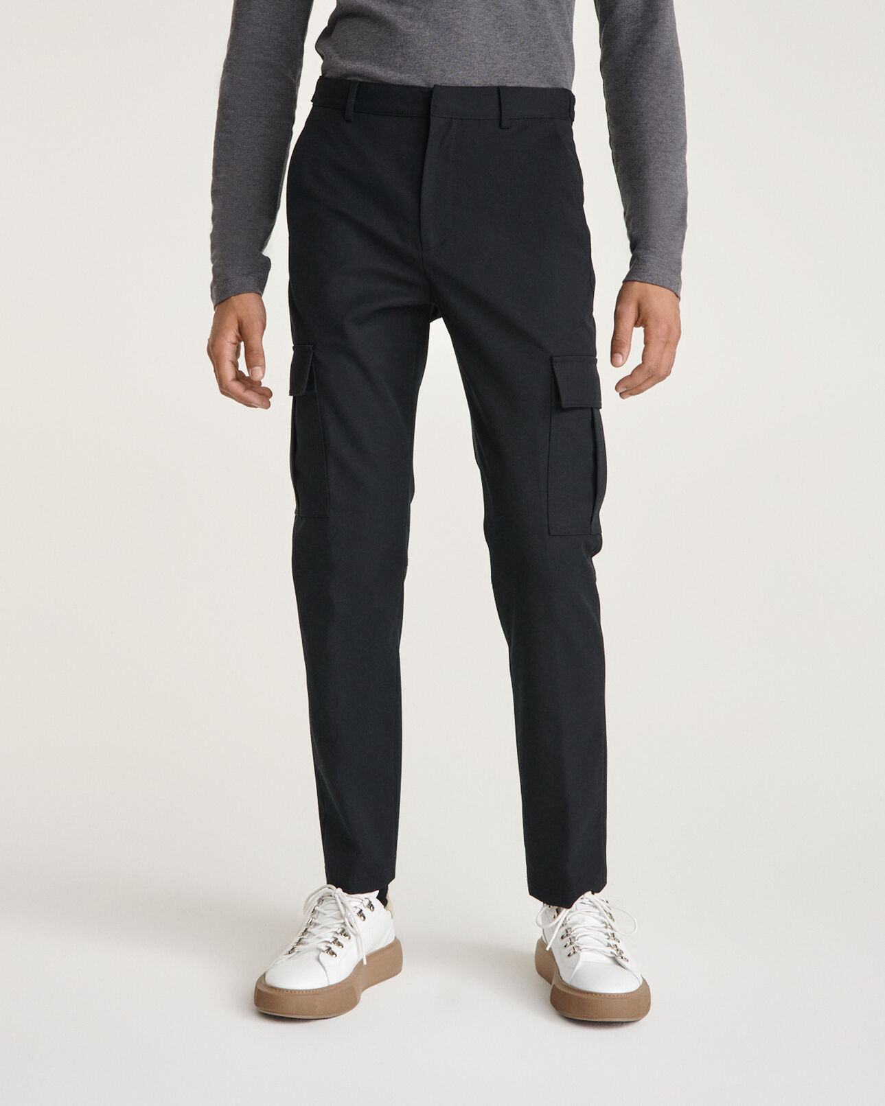The Kooples MEN BLACK black wool blend cargo pants