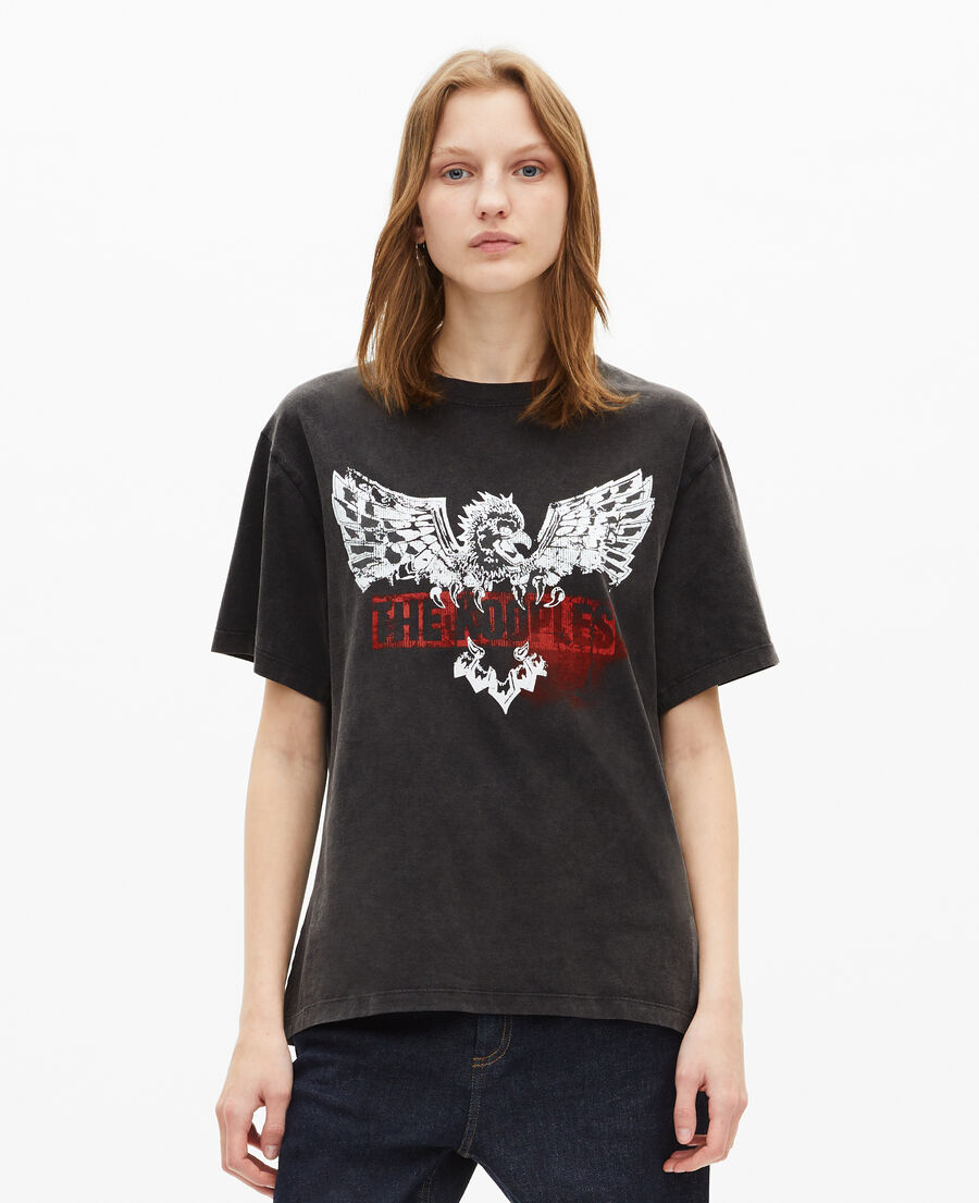 The Kooples F BLACK WASHED t-shirt with faded black screen print