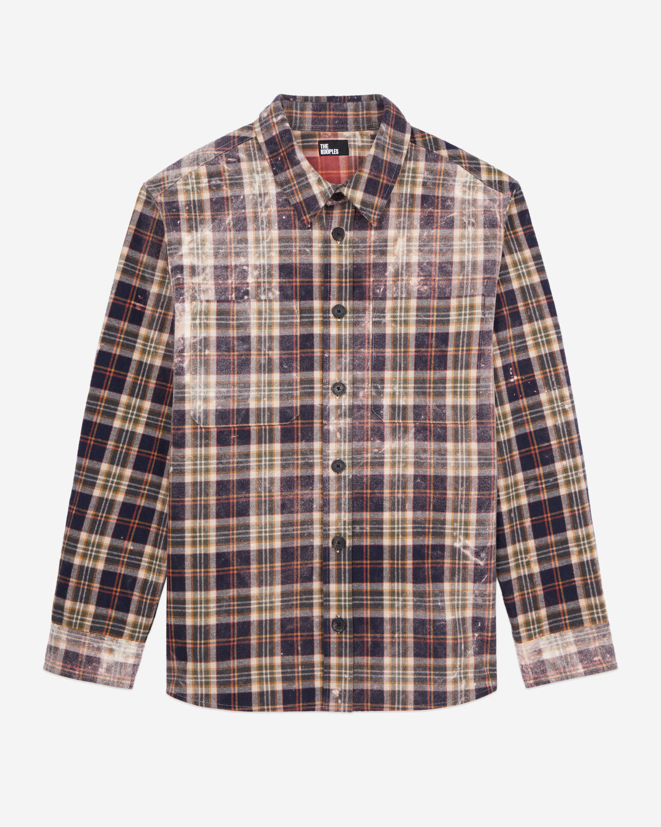 The Kooples HOMME MIDDLE GREY ECRU chemise à carreaux bleus et beige