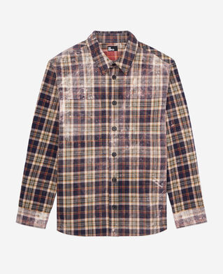 The Kooples H MIDDLE GREY ECRU blue and beige checked shirt