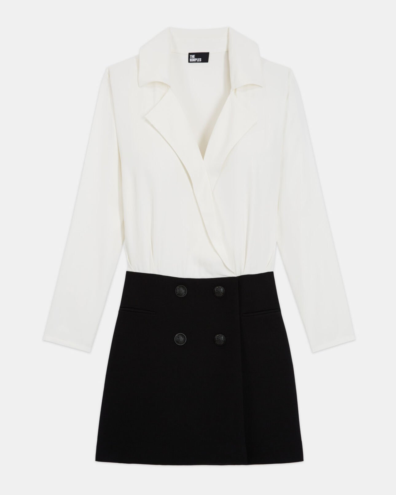 The Kooples FEMME BLACK WHITE robe courte bicolore