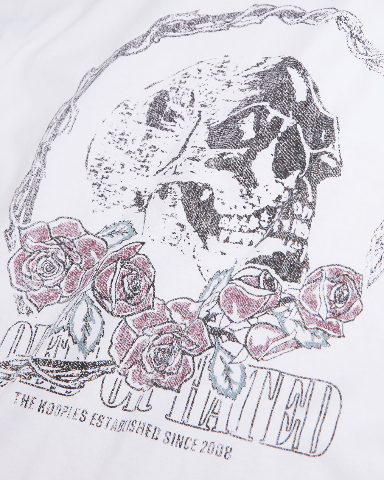 The Kooples DAMEN WHITE weißes t-shirt mit vintage-skull-siebdruck