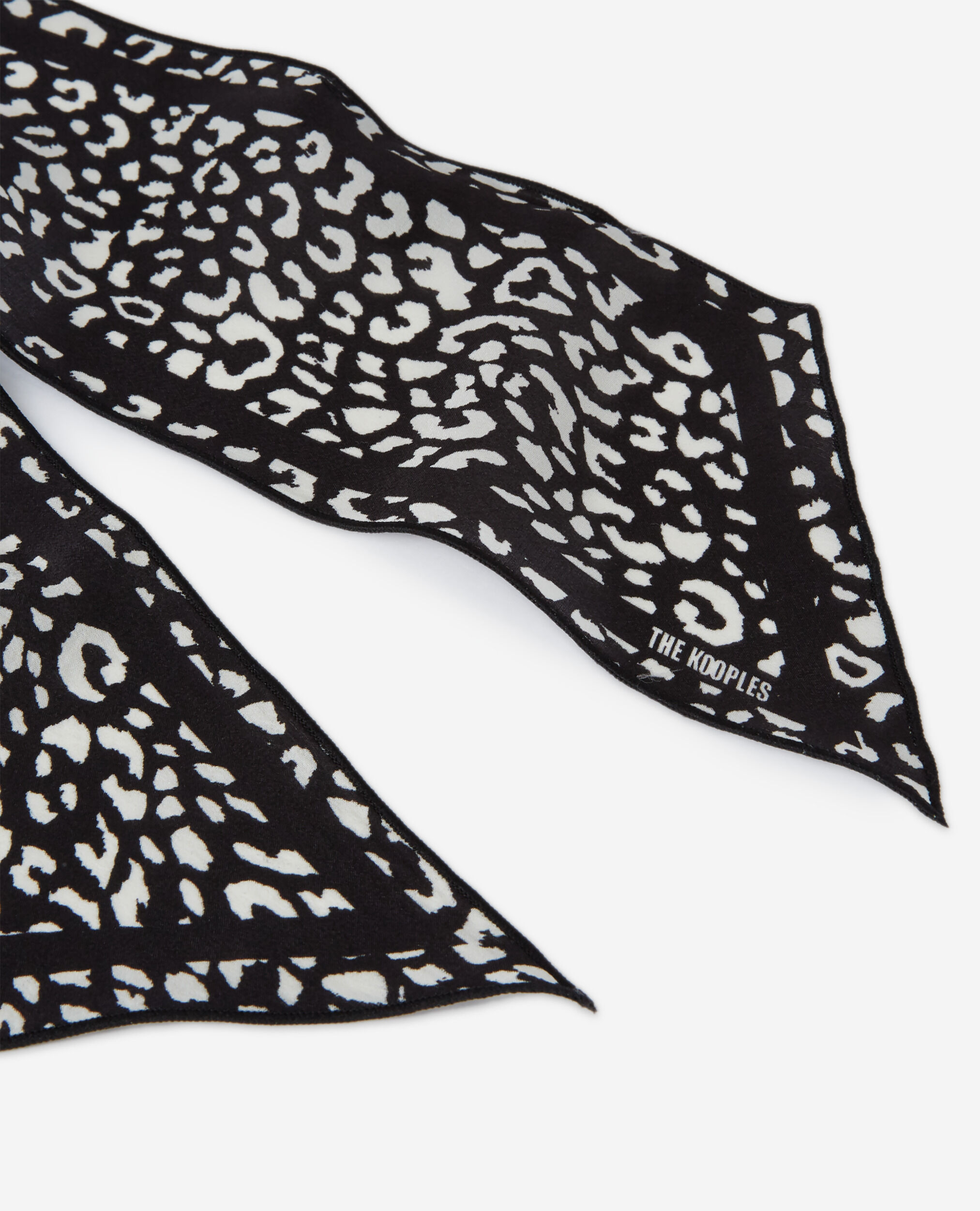 Black leopard print scarf, BLACK WHITE, hi-res image number null