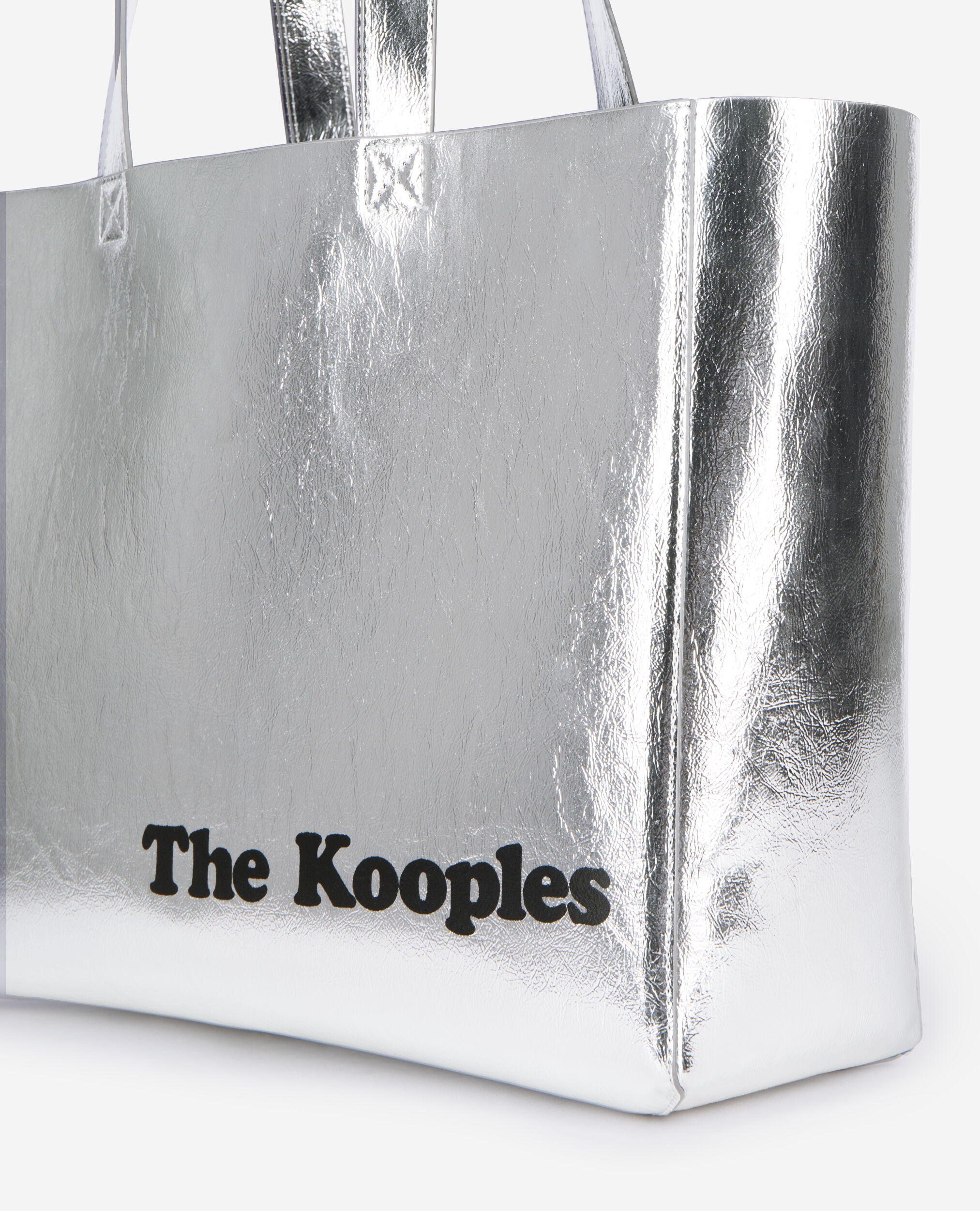 Silver leather effect tote bag The Kooples