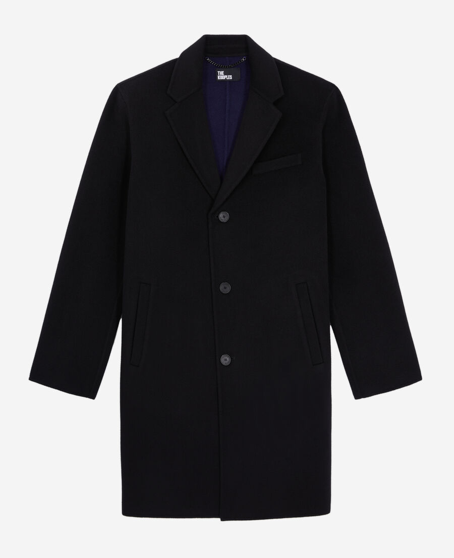 The Kooples HERREN BLACK NAVY langer schwarzer mantel aus wolle