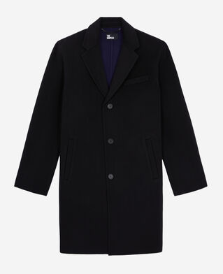 The Kooples HERREN BLACK NAVY langer schwarzer mantel aus wolle