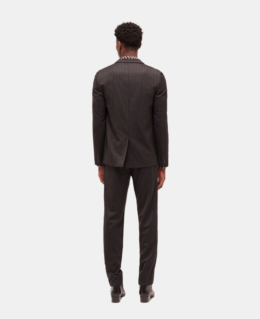 The Kooples HOMME BLACK GREY veste de costume en laine à rayures