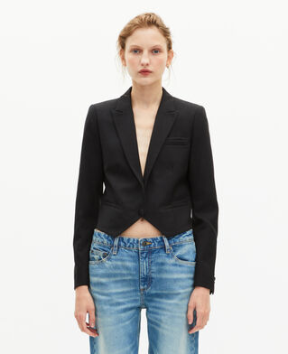 The Kooples WOMEN BLACK short asymmetrical black jacket