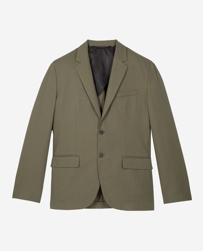 The Kooples HOMME KAKI veste de costume en coton lin kaki