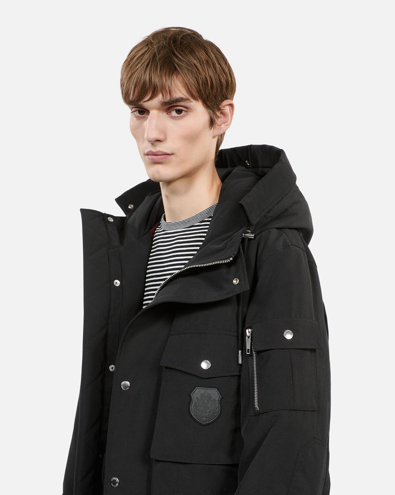 The Kooples HOMME BLACK parka à capuche noire