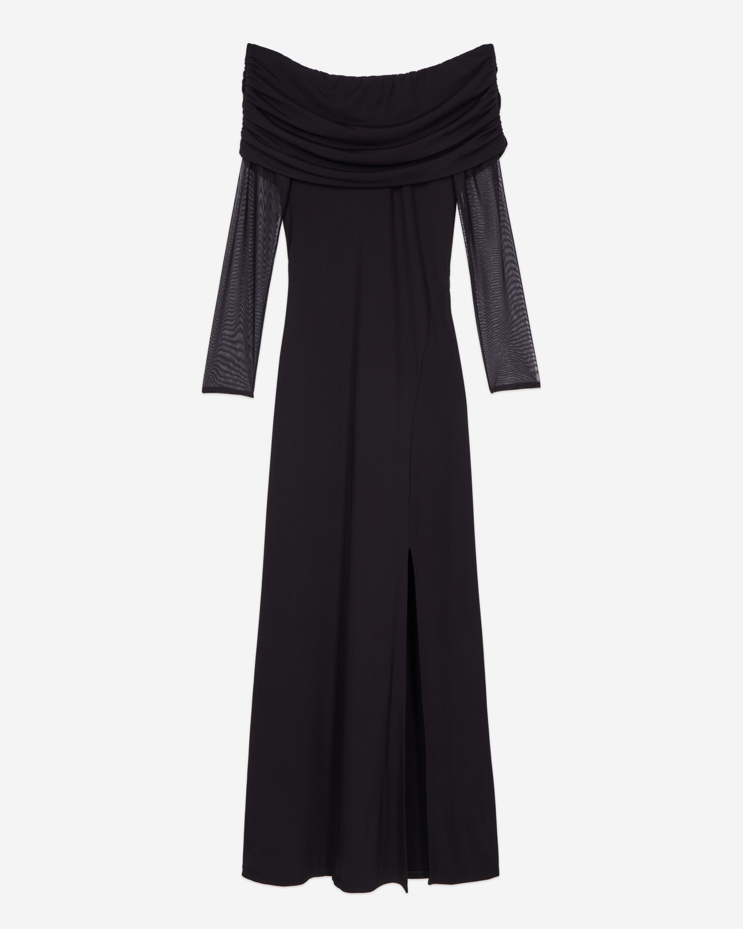Robe longue en jersey noire, BLACK, hi-res image number null