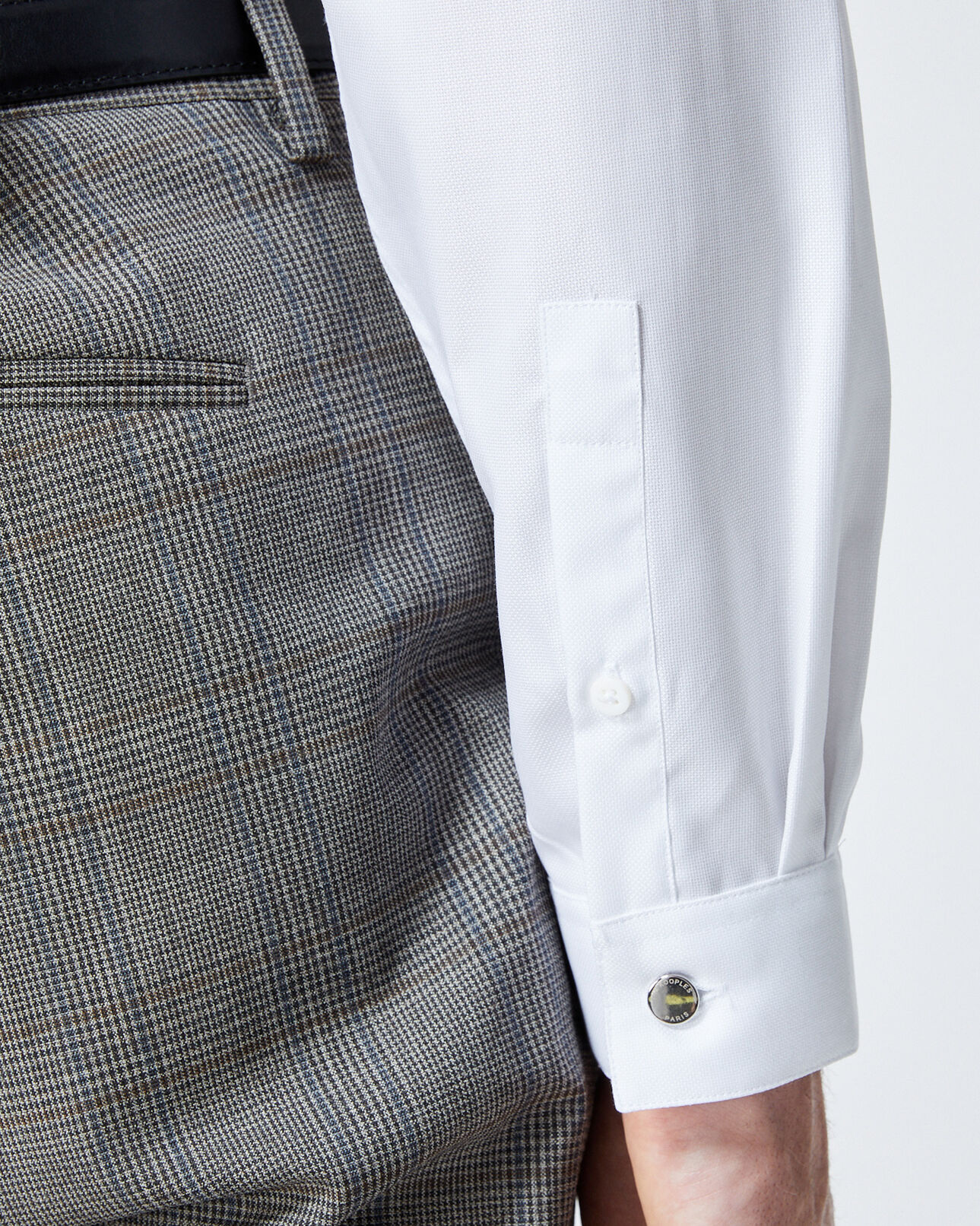 The Kooples HOMME WHITE chemise chic blanche coton à col italien