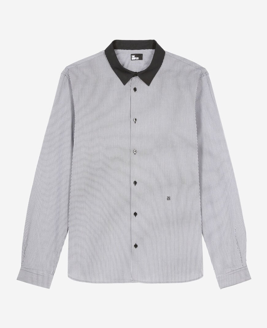 The Kooples MEN BLACK WHITE black micro-checkered shirt