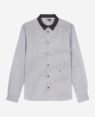 The Kooples MEN BLACK WHITE black micro-checkered shirt