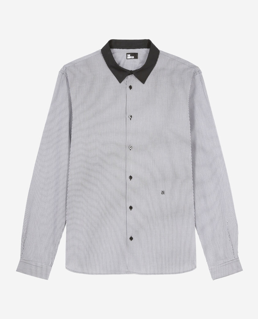 The Kooples HERREN BLACK WHITE schwarzes hemd mit mikrokaromuster