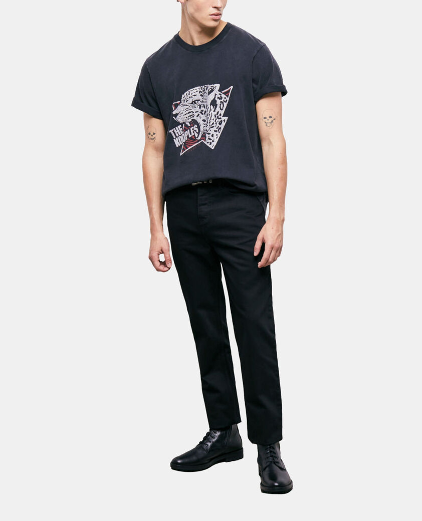 The Kooples HERREN BLACK WASHED t-shirt herren mit tiger-siebdruck