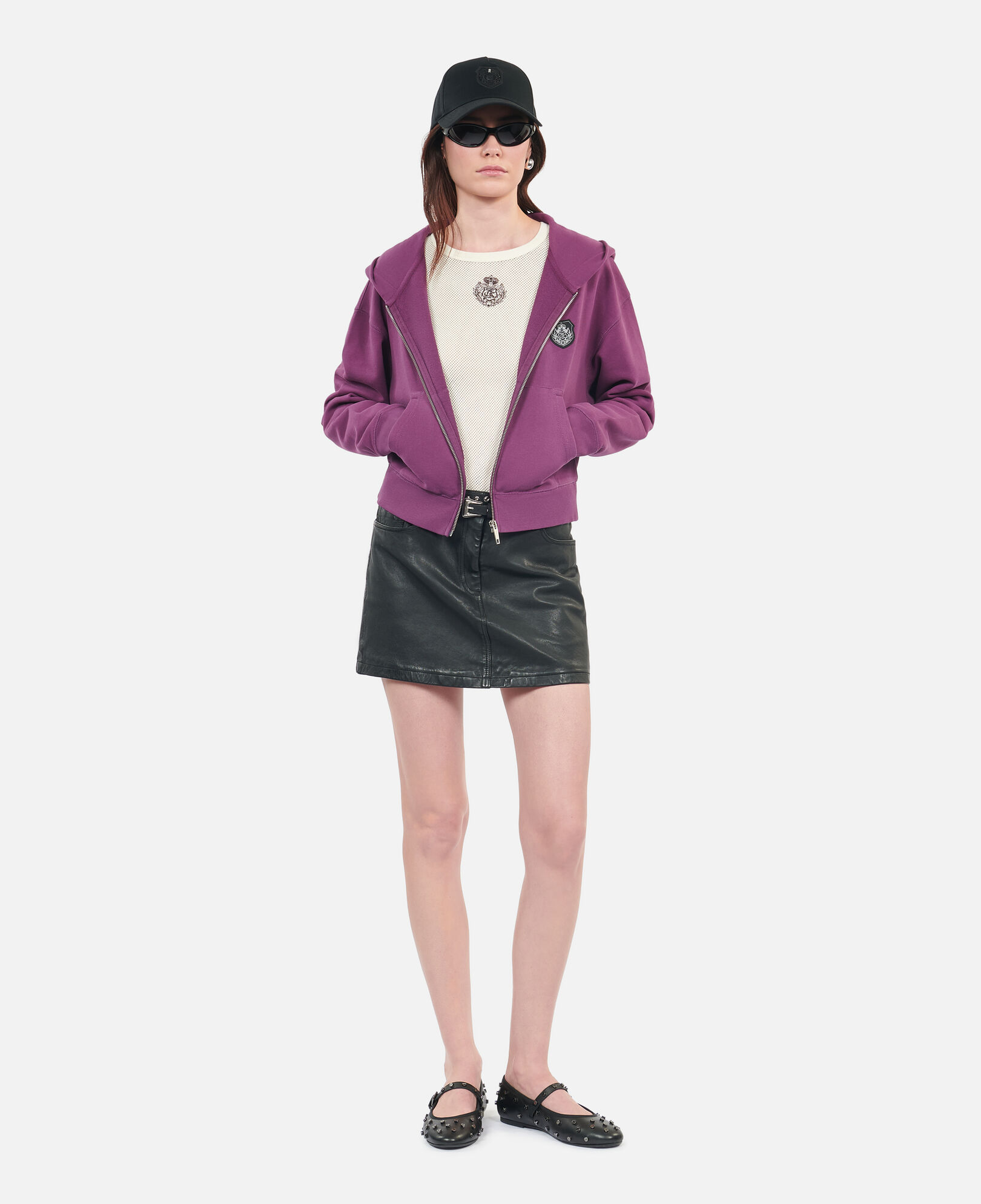 The Kooples WOMEN PRUNE purple blazon hoodie