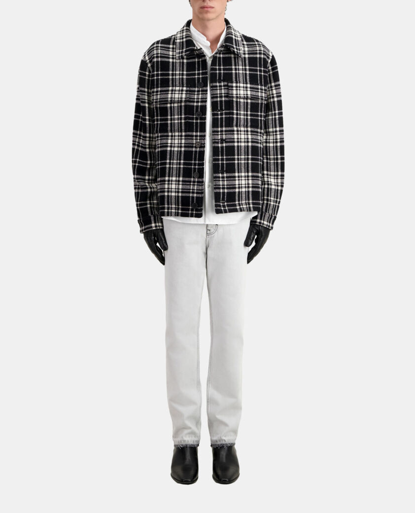 The Kooples H BLACK WHITE checkered wool-blend overshirt jacket