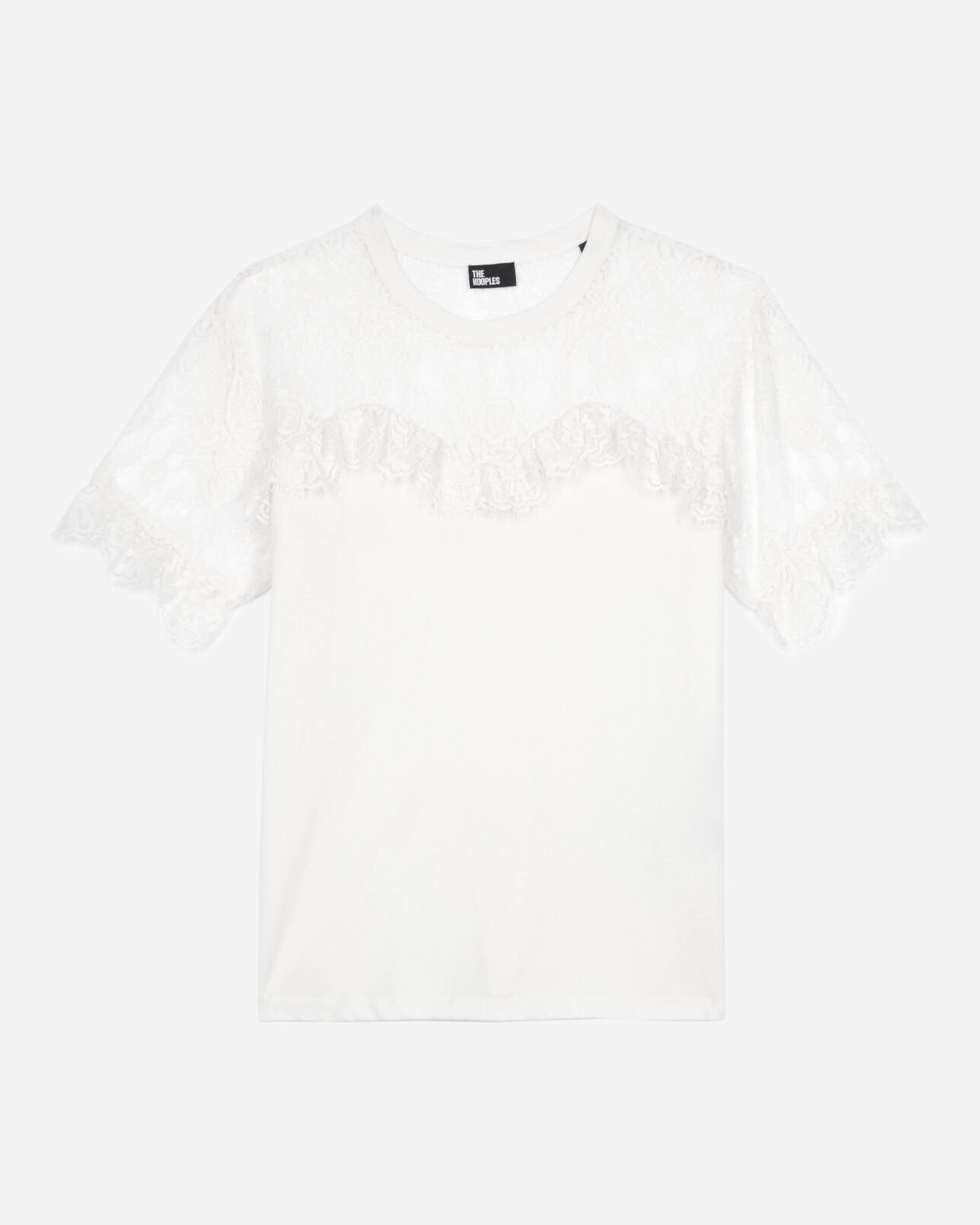 The Kooples DAMEN ECRU t-shirt mit spitze in ecru