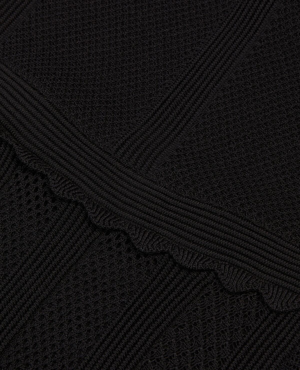 The Kooples FEMME BLACK robe longue en maille ajourée noire