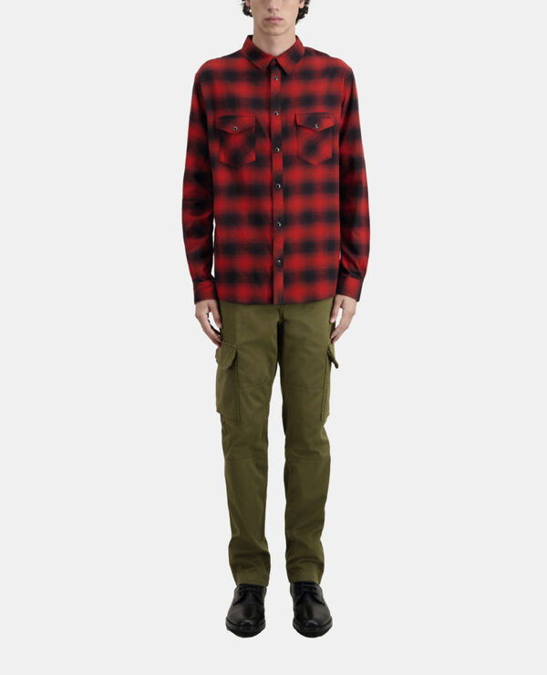 red and black checkered shirt
