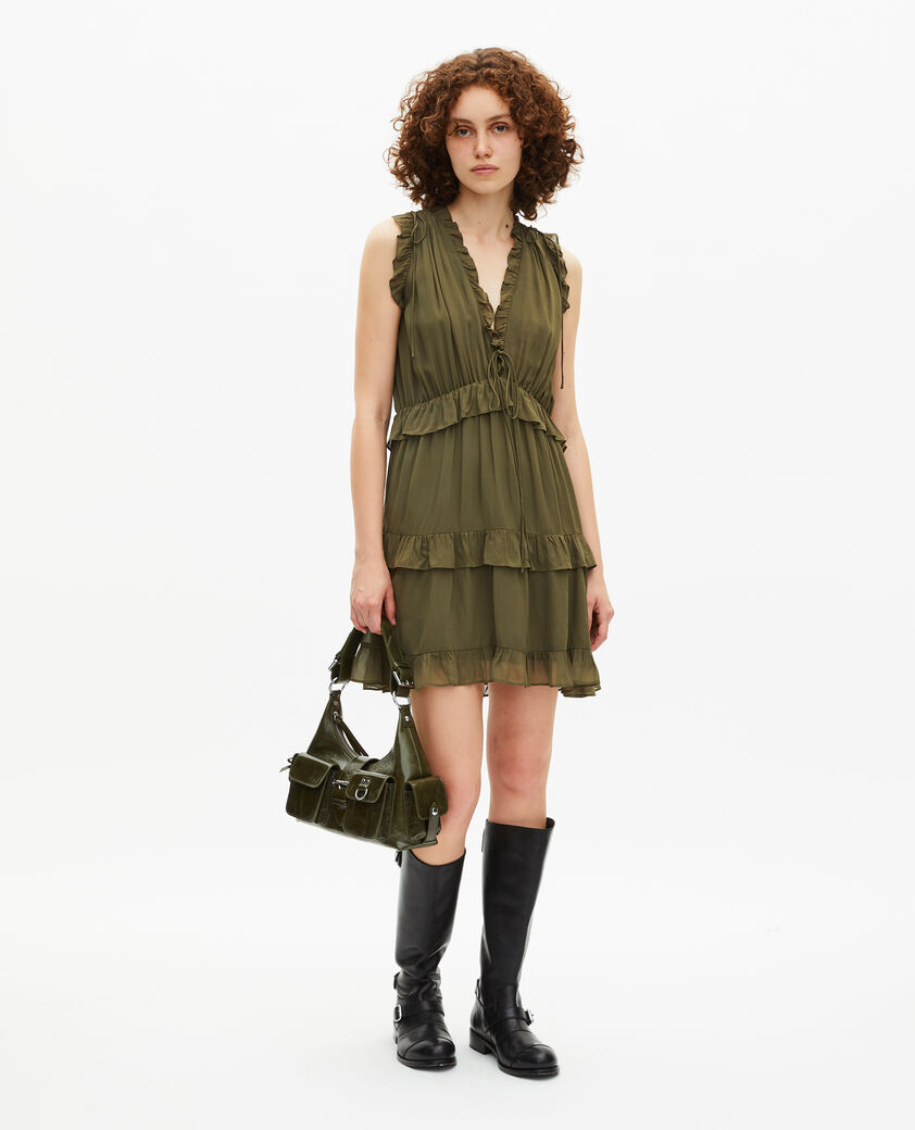 The Kooples DAMEN KAKI kurzes kleid mit volants khaki
