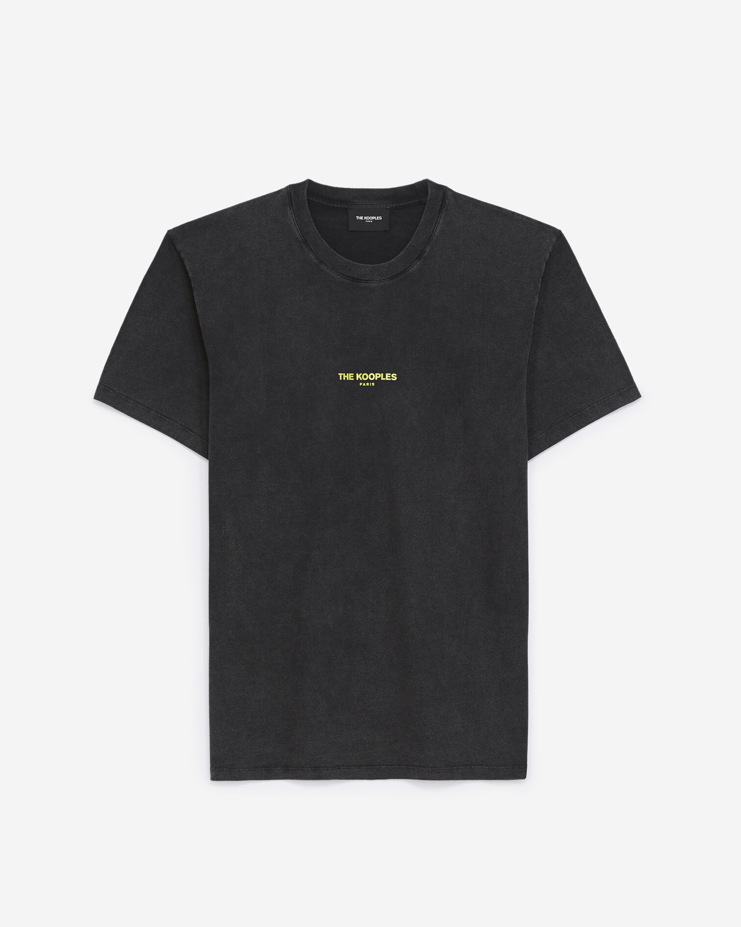 Camiseta negra desgastada algodón logotipo, BLACK WASHED, hi-res image number null