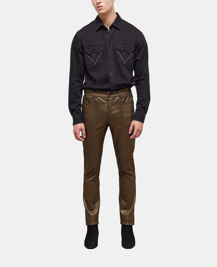 slim-fit jeans with gold stripes