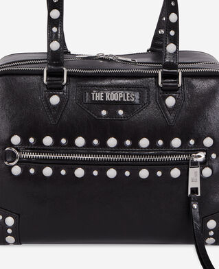 The Kooples WOMEN BLACK large black leather jill handbag with studs