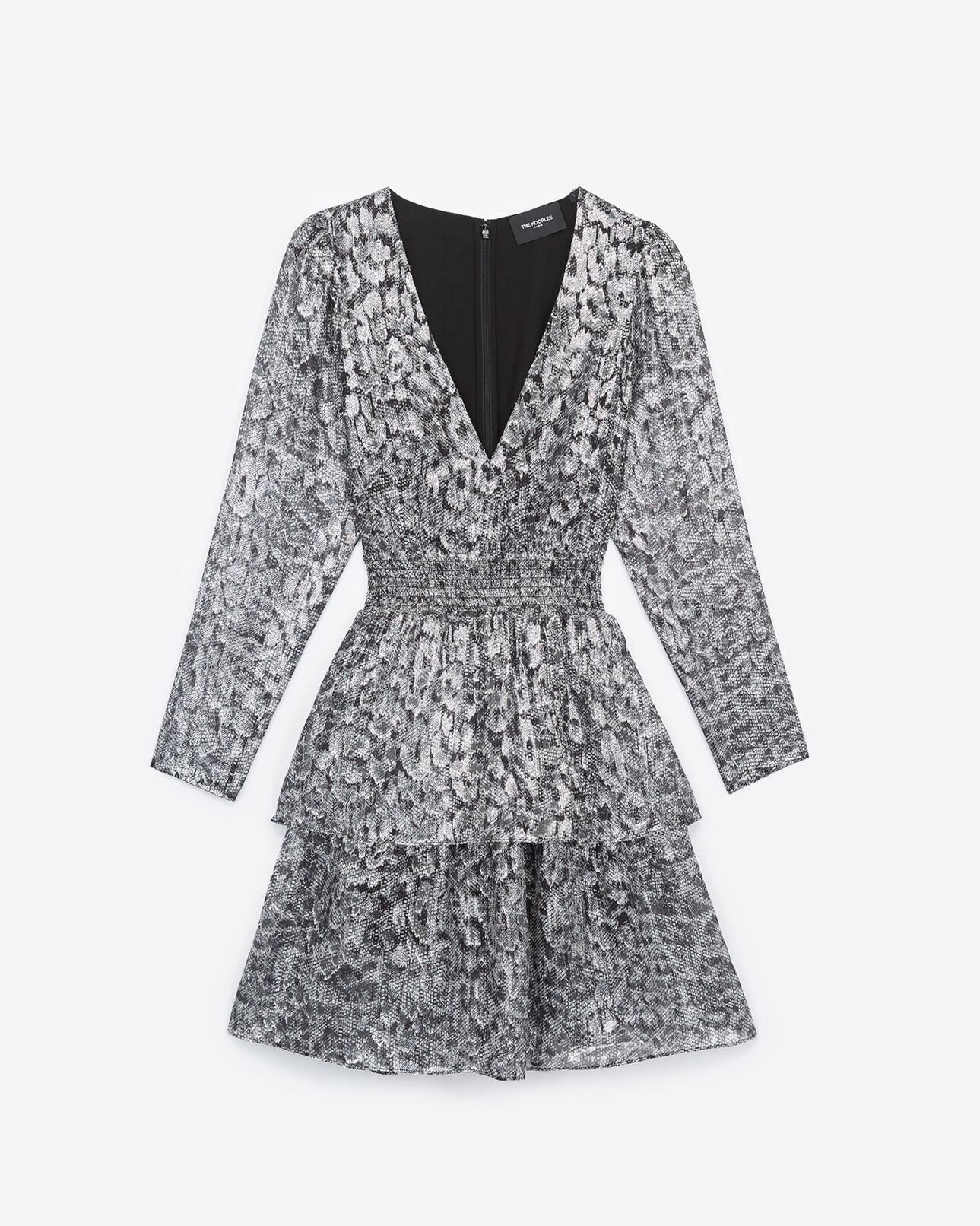 The Kooples WOMEN SILVER short light dress with snake print